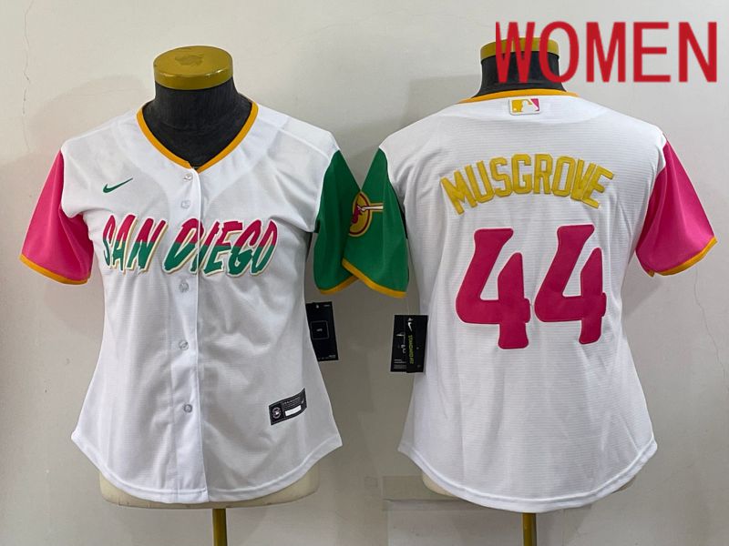 Women San Diego Padres #44 Musgrove White City Edition Nike 2022 MLB Jersey->women mlb jersey->Women Jersey